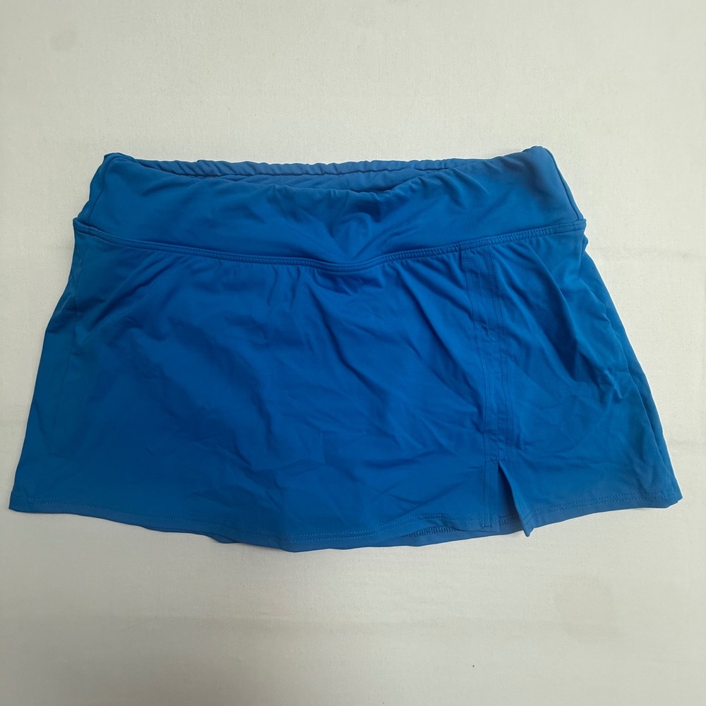 Lands End Swim Skirt Womens 4 Blue Skort Bikini Bottom Swimwear Modest Beach